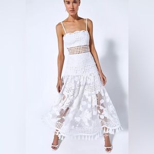 ALEXIS Legends Macramé Maxi Dress White